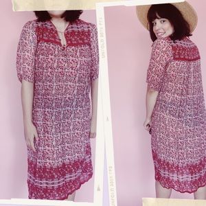 Vtg 70s India Guaze Boho Tent Dress S M